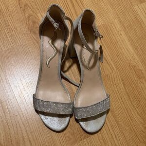 Nina Shimmering Silver Heels